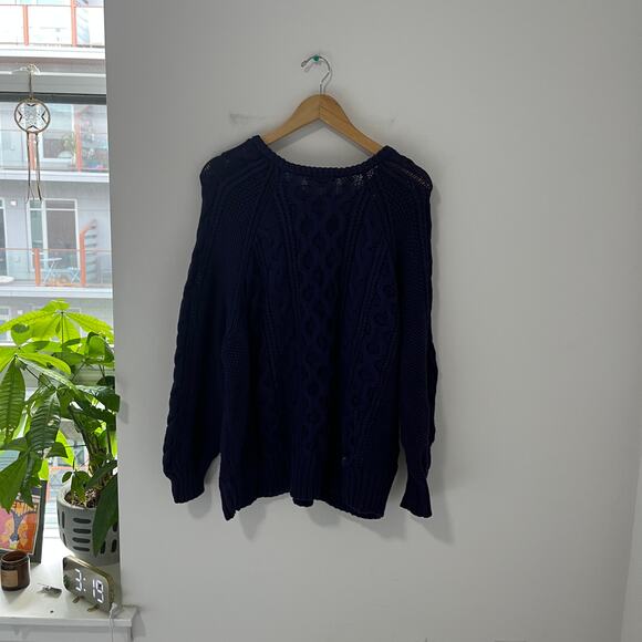 J. Crew Dark Blue Diagonal Cable Knit Sweater Size 2X - Picture 7 of 7